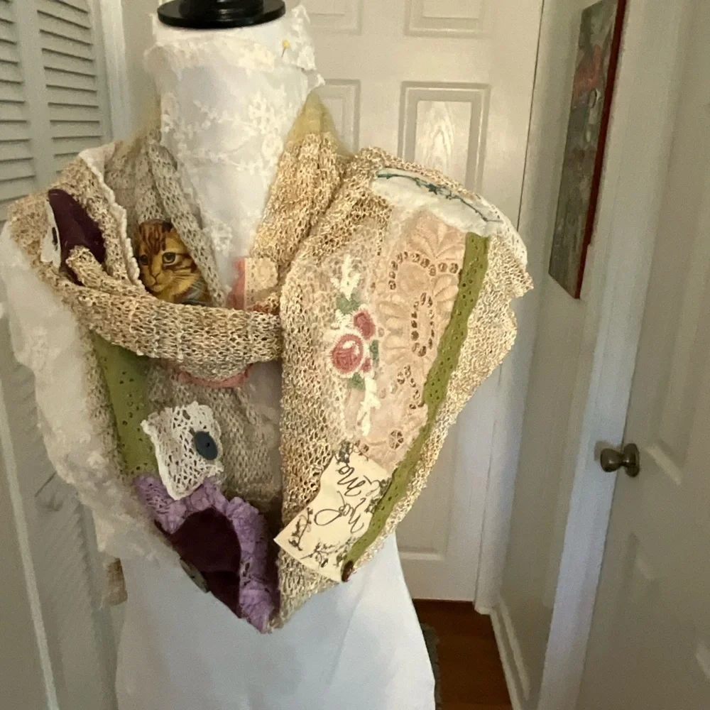 Artisan Patchwork Textile Art Scarf